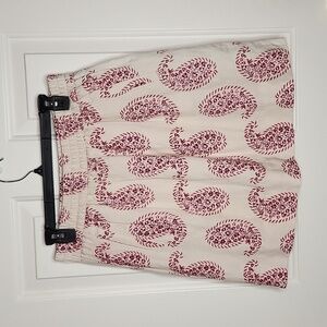 Loft Beige Maroon Paisley Print Linen Blend Skirt Size S NWT